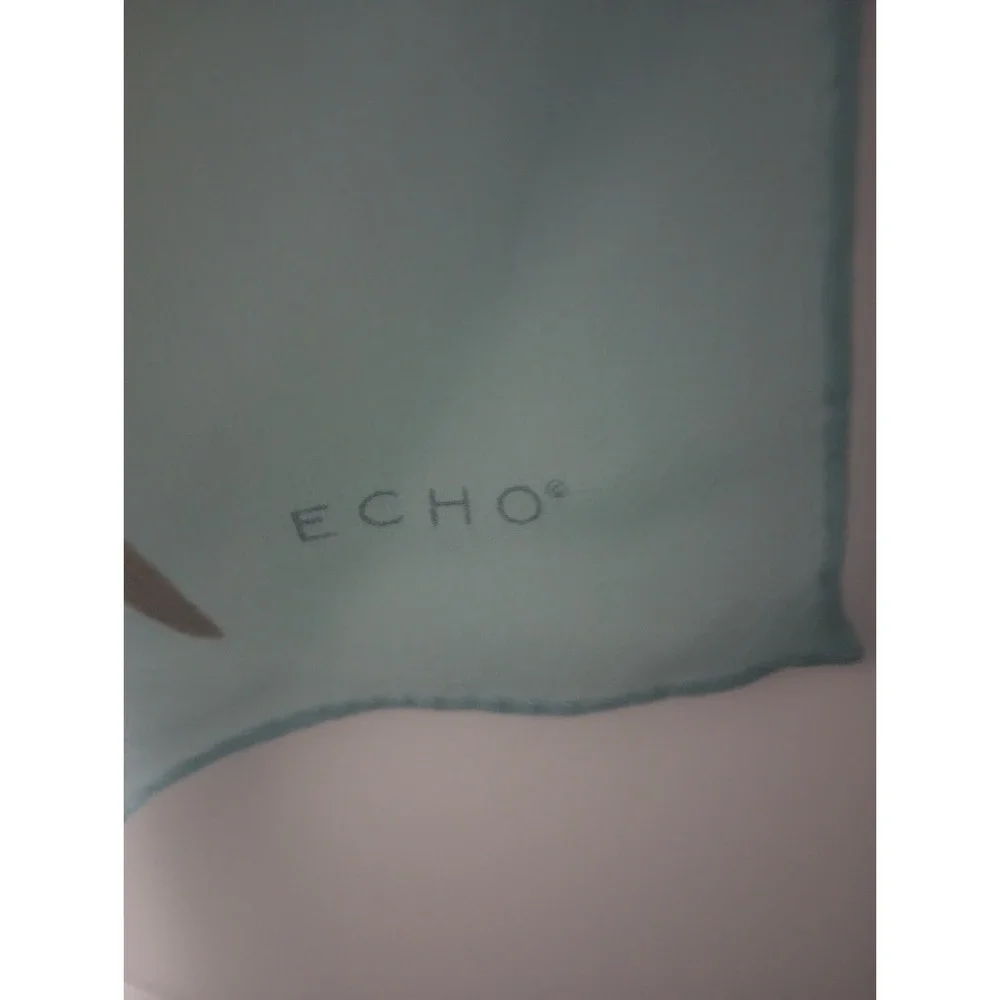 Vintage Echo Floral Sheer Oblong Scarf Teal Lavender Botanical Print Long‎ 11...